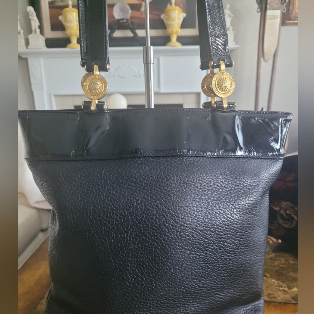 Versace Black Leather Tote Bag - Picture 2 of 12